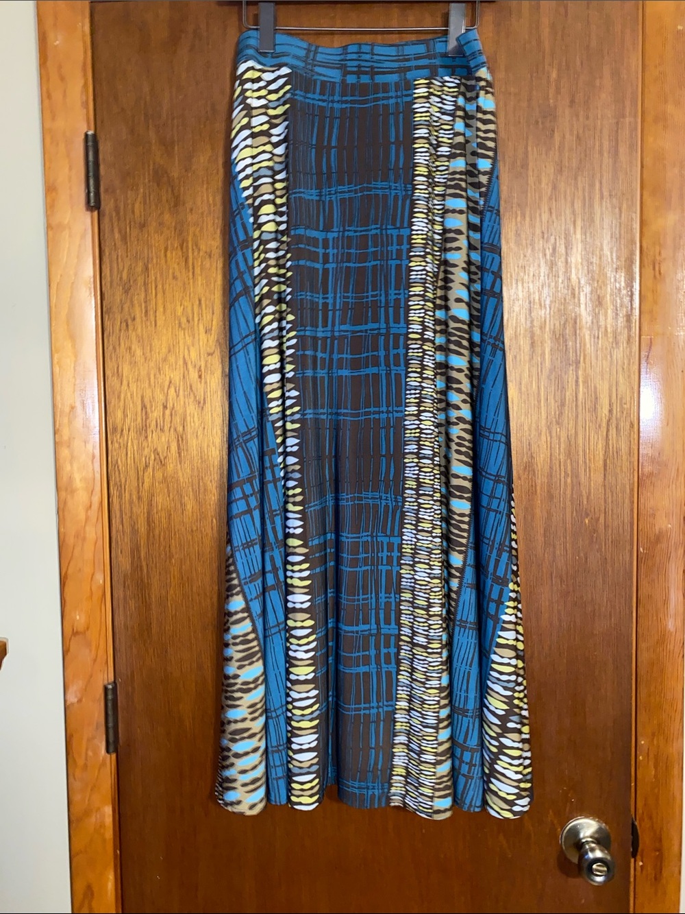 Kasper Blue Brown & Cream Patterned Maxi Skirt